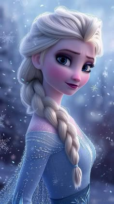 a frozen princess with long hair and blue eyes