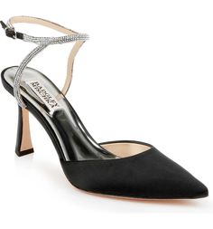 Badgley Mischka Collection Kamilah Ankle Strap Pump | Nordstrom Champagne Shoes, Ankle Strap Shoes, Ankle Strap Pumps, Strap Pumps, Badgley Mischka, Black Pumps, Black Satin, Women's Pumps, Stiletto Heels