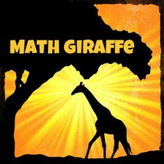 a giraffe standing in front of a tree with the words math giraffe on it