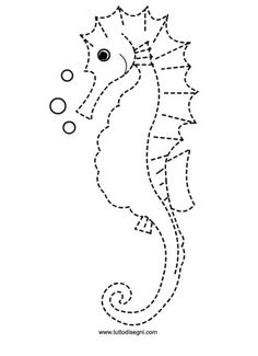 a sea horse is drawn in the shape of a dotted line