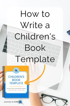 the children's book template is shown with an image of a person typing on a laptop