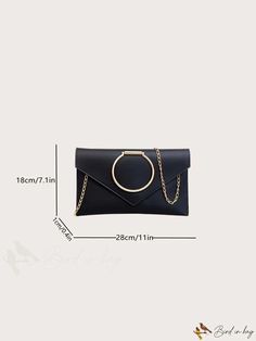 BirdinBag - Chic Flap-Style Black Envelope Bag: The Epitome of Minimalist Elegance Black Envelope Shoulder Bag For Office, Chic Black Envelope Bag, Black Envelope Evening Bag For Formal Occasions, Elegant Black Envelope Clutch, Black Envelope Bag For Daily Use, Elegant Envelope Flap Bag For Daily Use, Elegant Envelope Flap Bag For Evening, Elegant Everyday Envelope Bag, Elegant Black Pouch Flap Bag