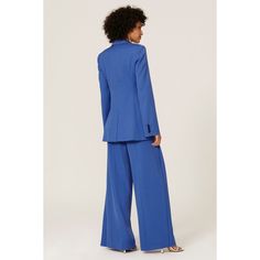 Blue wool (100% Virgin Wool) Lining (100% Cotton). Trousers. Front zipper closure. 58" from shoulder to hemline. 31" Inseam. 26" Leg Opening. 13" Rise. Imported. Rachel Comey, Jw Anderson, Rent The Runway, Closet Designs, Blue Wool, Split Hem, The Chic, Front Zipper, Wide Leg Trousers