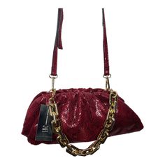 International Concepts Red And Black Gold Chain Crossbody Approximately 12-1/2x6 Can Be Worn As A Shoulder Bag Or Crossbody Can Also Take Off Strap And Carry By Gold Chain Magnetic Closure New With Taga Red Evening Bag With Chain, Evening Burgundy Shoulder Bag With Chain Strap, Chic Burgundy Shoulder Bag For Party, Burgundy Shoulder Bag For Party, Red And Black Snake, Small Backpack Purse, Snake Skin Handbag, Black Gold Chain, Phone Wristlet