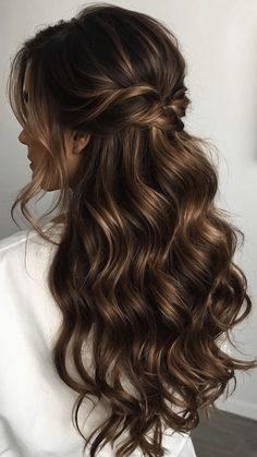 Dive into the Wave: 15 Wavy Hair Style Ideas for Your Perfect Look 45 Hairstyles Wavy Hair Medium Wedding, Bridal Hair Based On Dress, Hairstyles For Weddings Half Up Half Down, Bridesmaid Hairstyles Half Up Half Down Braid Medium Lengths Long, Soft Romantic Curls Wedding, Bridal Hair Half Up Half Down Brunette, October Wedding Hairstyles, Wedding Hairstyles With Veil Hair Down Long Curly Loose Curls, Wedding Hairstyles Wavy Hair