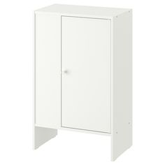 a white cabinet with two doors on one side and an open door on the other