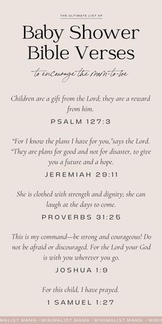 the baby shower bible verses