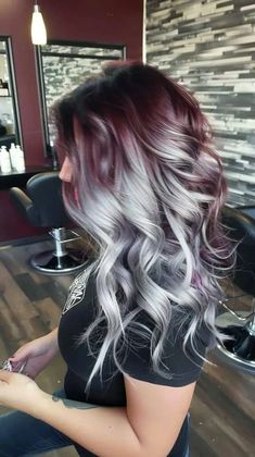 39 Silver Hair Ideas to Channel Your Inner Silver Siren - Luxe Luminous Grey Hair With Colored Streaks, Black And Grey Hair Ideas, Black And Silver Hair Ideas, Silver And Red Hair, Black Hair With Silver Highlights, Silver And Black Hair, Black Silver Hair, Hairdye Ideas, Grey Hair Colour