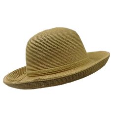 Medium, 3" wide turned up brim. Shapeable brim. Soft paper braid hat. Self-tie. One size fits most. 65% paper straw, 15% polyester, 25% cotton. Lightweight Beach Hat With Curved Brim, Lightweight Curved Brim Beach Hat, Lightweight Curved Brim Hat For Beach, Lightweight Sun Hat With Flat Brim, Lightweight Flat Brim Sun Hat, Lightweight Solid Color Sun Hat With Flat Brim, Lightweight Solid Brimmed Straw Hat, Lightweight Solid Color Brimmed Panama Hat, Lightweight Solid Color Brimmed Straw Hat