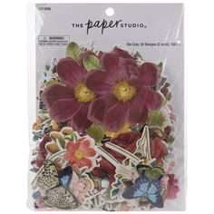 the paper studio stickers with flowers and butterflies on them, set of 6 pieces