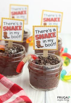 there's a snake in my boot cupcakes with free printable signs