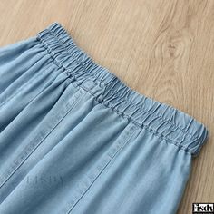 Fisdy - Ultra-lightweight High-waisted Denim Skirt with Elastic Waistband - Elegant Half-length Silk Midi Skirt Skirt With Elastic Waistband, Silk Midi Skirt, High Waisted Denim Skirt, Denim Skirt Women, Half Skirt, Denim Midi Skirt, Pleated Mini Skirt, Types Of Skirts, High Waisted Denim