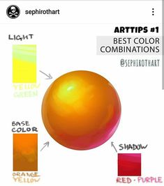 an orange is shown with the words artips and best color combinations below it