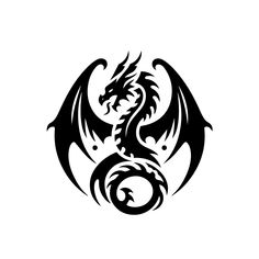 a black dragon tattoo design on a white background