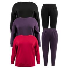 Experience comfort and variety with Terra & Skys Women's Plus Size Sweatshirt and Sweatpants Set. This five-piece bundle includes three crew neck sweatshirts and two pairs of sweatpants. Offering a super-soft feel and relaxed fit, these mixable, matchable separates start your day off in cozy style. Its the perfect blend of fashion and function for your off-duty wardrobe. Only at Walmart. Size: 0X.  Color: Multicolor.  Gender: female.  Age Group: adult. Sweatshirt And Sweatpants Set, Plus Size Sweatshirt, Cozy Style, Sweatshirt Set, Sweatpants Set, Plus Size Activewear, Cozy Fashion, Day Off, Plus Clothing