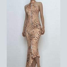 Please refer to our sizing chart for a guideline when choosing a size. 5 business days order processing time. 90% polyester 10% spandex Backless Maxi Dresses, Color Patterns, Leopard Print, Maxi Dress, Dresses