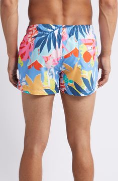 Splashed with color and made for fun, these lightweight swim trunks cut from quick-drying fabric keep you comfortable in and out of the water. 3" inseam; 12 1/2" leg opening; 11 1/2" front rise Elastic/drawstring waist Side-seam pockets; back patch pocket Partially lined 100% REPREVE® recycled polyester REPREVE recycled polyester is made from 100% post-consumer recycled plastic bottles Machine wash, tumble dry Imported Blue Fits, Back Patch, Nordstrom Store, Recycle Plastic Bottles, Swim Trunks, Recycled Plastic, Plastic Bottles, Drawstring Waist, Patch Pocket