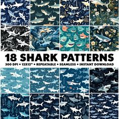 Shark inspired patterns that can be tiled infinitely, creating a continuous visual flow without any interruptions.  ⭐ Unique Seamless Patterns with no watermarks ⭐ 300 DPI and 12x12 inches for high-quality printing  ⭐ JPG files with instant download link   The download link is on a PDF file which will be sent to you by Etsy. If you have any questions please contact me. You can find more patterns in my shop & follow me on socials @0xVirtuoso 🤖 Endless Pattern, Shark Pattern, Shark Fin, Great White, Sharks, Seamless Patterns, I Shop, Digital Prints, Collectibles