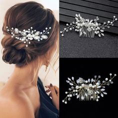 Elegant Crystal Wedding Hair Combs Hair Accessories for Bridal Pearl Rhinestone Headpiece Women Wedding Hair Combs, Rhinestone Headpiece, Crystal Hair Accessories, Rhinestone Hair Comb, Hair Comb Accessories, Hair Accessories Pearl, Headpiece Jewelry, Pearl Hair Pins