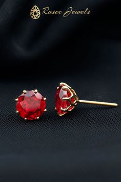 Decorative Created Ruby Solitaire Stud Earrings Floral Earring, Solitaire Earrings, Solitaire Studs, Ruby Earrings, Signature Jewelry, Timeless Jewelry, Floral Earrings, Conflict Free Diamonds, Stud Earring