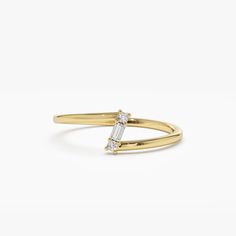 14k Gold Baguette Diamond Ring / Dainty Diamond Ring / Petite Diamond Ring / Minimalist Unique Stacking Ring by Ferkos Fine Jewelry ▶Item Details * Made to Order * Gold Kt: 14K (also available in 18K) * Available Gold Colors: Rose Gold, Yellow Gold, White Gold * Band Width: 1.30 * Round Diamond: 2 Pcs 1.7 MM * Round Diamond: 1 Pc 2.5 x 1.5 MM * Diamond Ctw: 0.09 ctw * Diamond Color & Clarity: G Color SI Clarity * Ready to Ship in 3-10 Business Days ▶ See more of our Diamond Rings - http://etsy.me/2lwKUl8 ▶ See our storefront here - http://etsy.me/2lUcVnH  ▶ All store sections here * Diamond Rings - http://etsy.me/2lwKUl8 * Diamond Earrings - http://etsy.me/2lyqVBP * Diamond Necklace - http://etsy.me/2mqa6O1 * Diamond Bracelets - http://etsy.me/2mVrAB5 * Diamond Wedding Rings - https://etsy Modern Yellow Gold Baguette Ring, Modern Baguette Yellow Gold Rings, Modern Baguette Gold Rings, Timeless 14k Gold Baguette Ring, Minimalist Emerald Cut Yellow Gold Stackable Rings, Minimalist 14k Gold Baguette Ring, 14k Gold Baguette Promise Ring, 14k Gold Baguette Ring Fine Jewelry, 14k Yellow Gold Baguette Ring