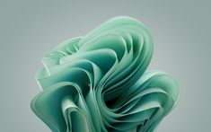 an abstract green object with wavy shapes on a gray background, 3d rendering image for wallpaper or web design