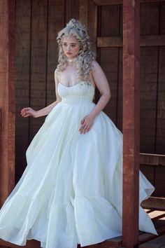 The Ivory Organdy Destination Gown Selkie Puff Dress Bridal, Selkie Dress Runway, Selkie Cloud Dress, Selkie Romance Novel Dress, Ivory Waltz Gown Selkie, Holiday Gown, Ballroom Extravaganza, Ruffle Wedding Gown, Organdy Fabric