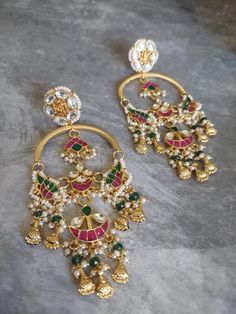 Tyaani inspired jewelry, sabyasachi jewelry, India Jewelry gold, kundan choker set, bollywood, india jewelry polki, jadau Jhumka earrings R O S H   J E W E L R Y Welcome to Rosh! Meet the freshly launched multi color Kundan Jhumka, attentively handcrafted  in India!    This Tyaani Inspired Jhumka has all the primary jewlery colors mixed to get the best look for that ethnic event! Pair it up with your best lehnga or Anarkali and spread magic! If you're a bride-to-be looking to add some very artis Gold Plated Chandbali Kundan Necklace For Diwali, Diwali Gold-plated Chandbali Kundan Necklace, Diwali Gold Plated Chandbali Kundan Necklace, Gold Plated Chandbali Kundan Necklace In Temple Style, Gold Plated Meenakari Temple Necklace Chandbali, Gold Plated Meenakari Temple Necklace In Chandbali Style, Gold Plated Meenakari Temple Necklace In Chandbali Shape, 22k Gold Chandbali Temple Necklace With Meenakari, Ceremonial Gold Plated Chandbali Kundan Necklace