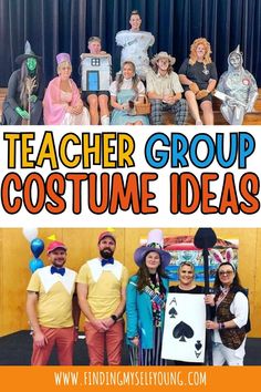 teacher book week costumes Group Halloween Costumes For Preschool, Teacher Team Costume Ideas, Days Of The Week Costume, Halloween Costume Ideas For School Staff, Preschool Teacher Book Character Costume, Teacher Group Halloween Costumes Book Characters, Book Week Teacher Group Costumes, Book O Ween Teacher Costumes, Teacher Trio Costumes