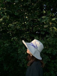 "This 'Anna' hat is one of my best sellers the shape is very flattering and offers really good protection from the sun, while creating a simple elegance in the overall look of the hat. Made from 100% natural linen, with a beautiful detail of three sprigs of hand embroidered lavender. The brim width is 14cm at the front tapering to 10cm at the back to offer freedom of movement, and to help stop the hat catching at the nape of the neck. The brim can be worn with a slight turn up or down, however y Beach Sun Hat With Embroidered Short Brim, Handmade Wide Brim Sun Hat For Spring, Embroidered Short Brim Beach Hat, Embroidered Sun Hat With Short Brim For Vacation, Embroidered Summer Sun Hat For Vacation, Embroidered Sun Hat For Summer Vacation, Embroidered Straw Hat With Curved Brim For Summer, Summer Embroidered Straw Hat With Curved Brim, Handmade Straw Hat With Flat Brim For Spring