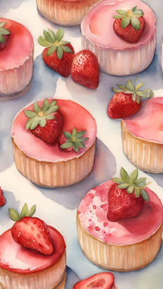 Strawberry Cake Dreamy Landscapes, Cartoon Girls