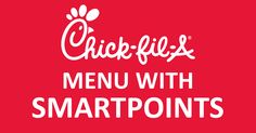 a red menu with the words chicken and menu with smart points