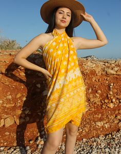 Yellow Beach Sarong Yellow Elephant, Sarong Wrap, Beach Sarong, Beach Cover Ups, Jumpsuit Skirt, Sleeveless Jacket, Cover Ups, Elephant Print, Beach Covers