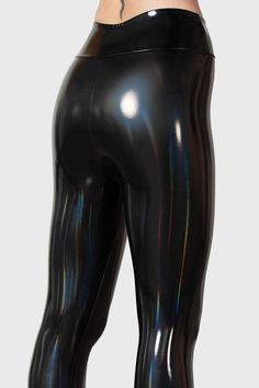 Darkwaves & Raves Leggings | Killstar Trendy Stretch Metallic Leggings, Metallic Shiny Fitted Leggings, Iridescent Fitted Disco Bottoms, Pvc Leggings, Leather Leggings Fashion, Vinyl Leggings, Latex Lady, Shiny Pants, Latex Leggings