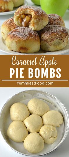 Caramel Apple Pie Bombs are little balls of dough filled with delicious apple pie filling and brushed with melted butter and cinnamon sugar! Easy and so delicious mini sized desserts are perfect for a single serving! Apple Pie Filling, Caramel Apple Pie, Apple Dessert Recipes, Fall Dessert Recipes, Easy Baking Recipes Desserts, Baked Dessert Recipes, Fun Baking Recipes, Caramel Apple, Easy Baking Recipes