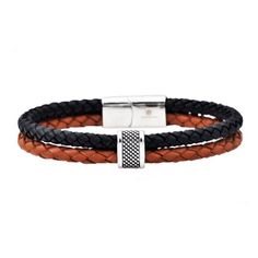 Mens Black And Brown Leather Stainless Steel Bracelet Size: one size. Color: Metal Type. Gender: male. Age Group: adult. Mens Leather Bracelet, Men's Jewelry, Steel Bracelet, Stylish Accessories, Bracelet Sizes, Stainless Steel Bracelet, High Quality Leather, Jewelry Branding, Bracelet Making