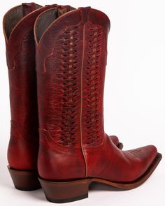 Shyanne® Women's Leather Laced Western Boots, Red Western Style Leather Lace-up Boots With Snip Toe, Fitted Western Lace-up Boots For Fall, Western Style Fitted Lace-up Boots For Fall, Western Lace-up Boots With Snip Toe For Fall, Western Lace-up Boots With Reinforced Toe, Western Womens Boots, Western Boots Women, Heel Boots, Lace Design