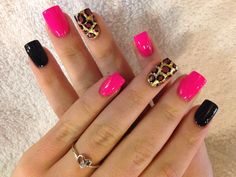 Cheetah print nails Sparkle Cheetah Nails, Leopard Glitter Nails, Fall Nails With Cheetah Print, Cheetah Print Nails Fall, Cheetah Nail Art, Pink Black Nails, Easy Toe Nail Designs, Simple Toe Nails