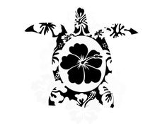 a black and white image of a turtle with flowers on it's back, in the shape of a turtle