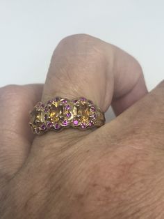 Unusual cut of citrine surrounded by pink tourmaline Sterling Filigree gold finished Setting Handmade Size 5.5 Can be resized, my jeweler charges a $10 fee All rings are shipped in a nice gift box. Check out our over a THOUSAND great reviews Engraving is $4 per letter and is not always perfect depending on the piece. It can take a few days if the jeweler is busy. This is payable to Paypal Judithsltd@gmail.com Maximalist Jewelry, Gothic Ring, Gothic Rings, Dope Jewelry, Vintage Heart, Heart Locket, Red Garnet, Pink Tourmaline, 925 Sterling Silver Ring