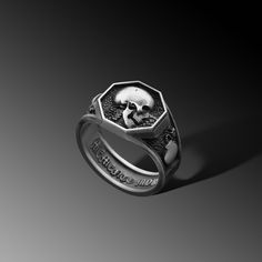 Explore our Mens Skeleton Skull Memento Mori Silver Ring design and find the perfect & unique rings for man gift. Our 925k handmade silver rings high-quality and very detailed . The ring is coated with oxide to emphasize the details of handmade engraving * ★Item Details * Material : 925K Sterling Silver * Total weight : 21 Gram ( For 10 USA Size) * Ring Diameter : 2.2 Cm (0.86 inches) ✔ Ready to Ship in 1-2 Business Days ✔ Shipped to the Worldwide 1-5 business days with free shipping. ✔ The prod Adjustable Skull Rings With Symbolic Style, Symbolic Skull Ring For Anniversary, Classic Skull Ring Gift, White Gold Skull Rings For Gifts, White Gold Skull Rings As Gift, White Gold Skull Ring For Gift, White Gold Skull Ring As A Gift, Symbolic Oxidized Finish Skull Ring, Vintage Skull Metal Rings