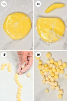 four pictures showing how to make lemon cookies