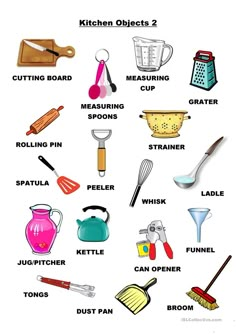 an image of kitchen objects poster