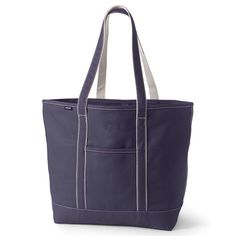 "This iconic Lands' End canvas tote is designed to withstands the test of time, featuring durable, reinforced details. This iconic Lands' End canvas tote is designed to withstands the test of time, featuring durable, reinforced details. Wide felled seams allow it to stand upright, keeping contents inside Water-resistant base and trim Pockets inside keep your smaller items easy to find and secure Neatly-stitched seams give it a clean look 26""W x 10.25""D x 17""H Handle: 14'' drop Exterior: 1 sli Tote Bag Size, How To Buy Land, Kids Luggage, Travel Tote, True Blue, The Test, Womens Size Chart, Garden Tote, Open Top