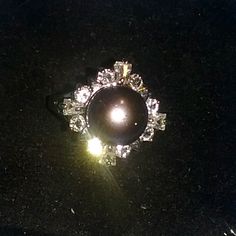 Stunning Genuine Pearl & Crystals The Black Pearl. Platinum Overlay Ring U.S. Size 5.5 The Black Pearl, Black Person, Black Pearl, Womens Jewelry Rings, The Black, Platinum, Sparkle, Women Jewelry, Money