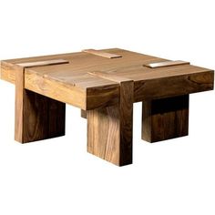 a wooden table that is made out of wood and has two square sections on each side