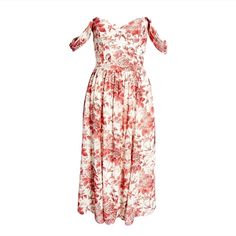 a red and white dress with flowers on it