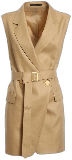 Fitted Belted Sleeveless Vest, Chic Belted Sleeveless Vest, Long Vest, Long Vests, Coats Jackets, Clothes