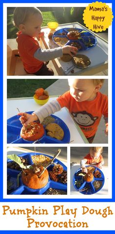 the pumpkin play dough project is perfect for toddlers to make