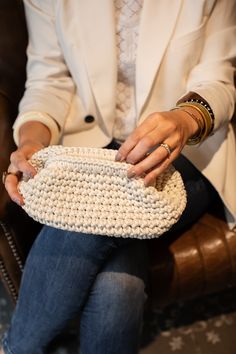 "🤍White Wedding Purse, Party Clutch, White Evening Purse Meet our white wedding clutch purse bag. It is a simple and elegant white clutch bag with more capacity than a classic envelope bag! It is also a great gift idea for the bag lovers, handmade product lovers. ✔ Our pouch is exclusively handcrafted. ✔ The main material 100% natural cotton cord yarn. Its completely Eco-friendly and durable! ✔ Dimensions :  W : 24 cm / 9 \" H : 13 cm / 3.5 \" ✂Due to hand work and the nature of the yarn it mig Minimalist Clutch, Wedding Clutch Purse, Bridesmaid Clutches, Clutch Bag Wedding, Manual Work, White Clutch, Crochet Pouch, Wedding Purse, Crochet Clutch